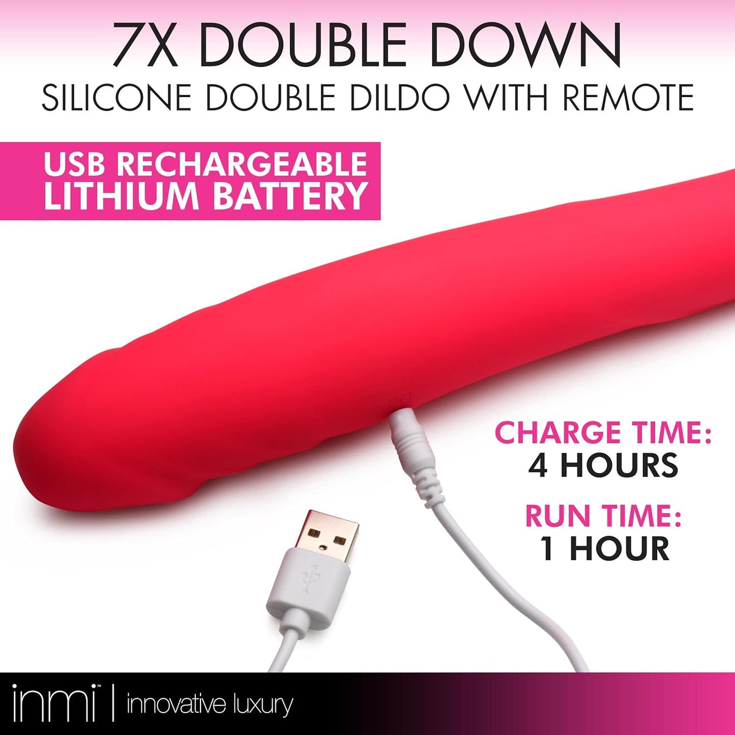 in 7X Double Down Silicone Double Dildo w/ Remote