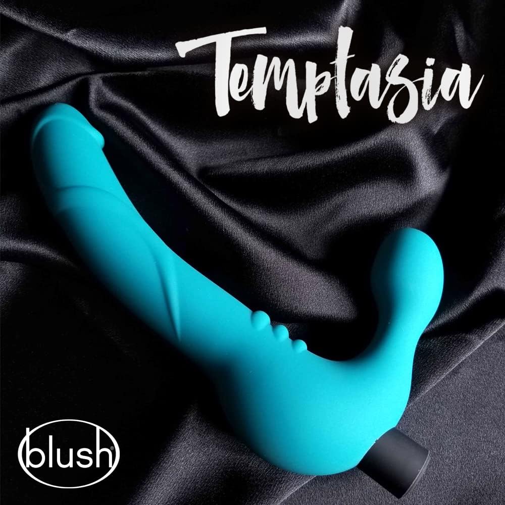 Blush Temptasia Luna 9" Silicone Curved Vibrating Dildo, Strapless Double Ended Cock, Rechargeable, Waterproof, Intense Deep Down Anal & Vaginal...